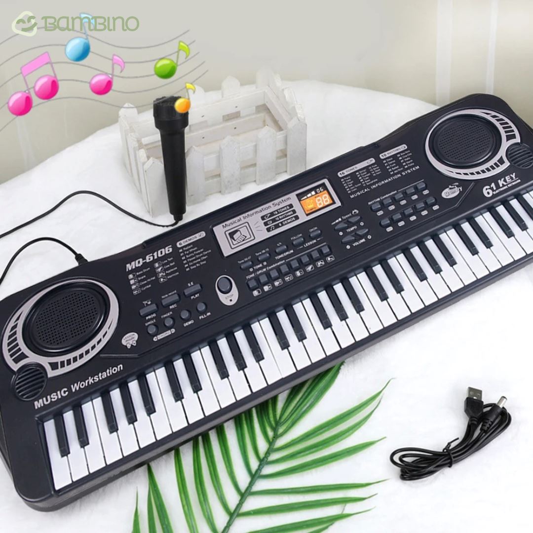 Teclado Elétrico Mais Microfone Infantil Loja do Bambino