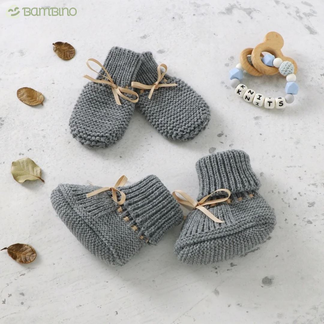 Conjunto Sapatinho e Luva em Malha Artesanal para Bebê Conjunto Sapatinho e Luva em Malha Artesanal para Bebê Loja do Bambino Azul 9