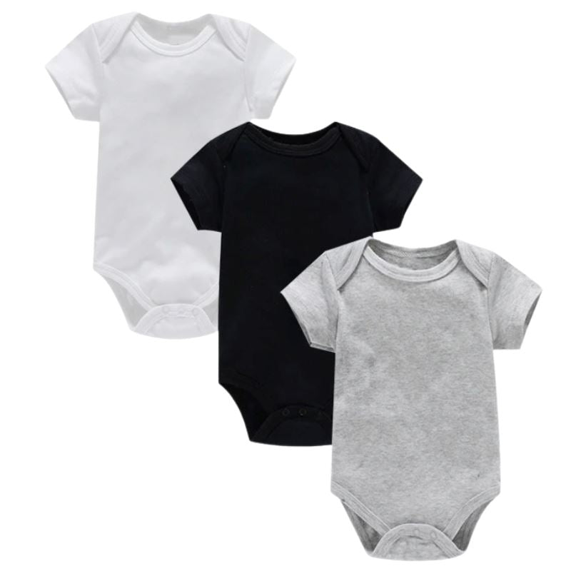 Body Infantil Manga Curta Unissex com Estampa Lisa - Conjunto com 3 Unidades Body Infantil Manga Curta Unissex com Estampa Lisa - Conjunto com 3 Unidades Loja do Bambino Conjunto 3 0 a 3 Meses