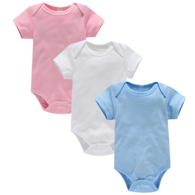 Body Infantil Manga Curta Unissex com Estampa Lisa - Conjunto com 3 Unidades Body Infantil Manga Curta Unissex com Estampa Lisa - Conjunto com 3 Unidades Loja do Bambino Conjunto 2 0 a 3 Meses