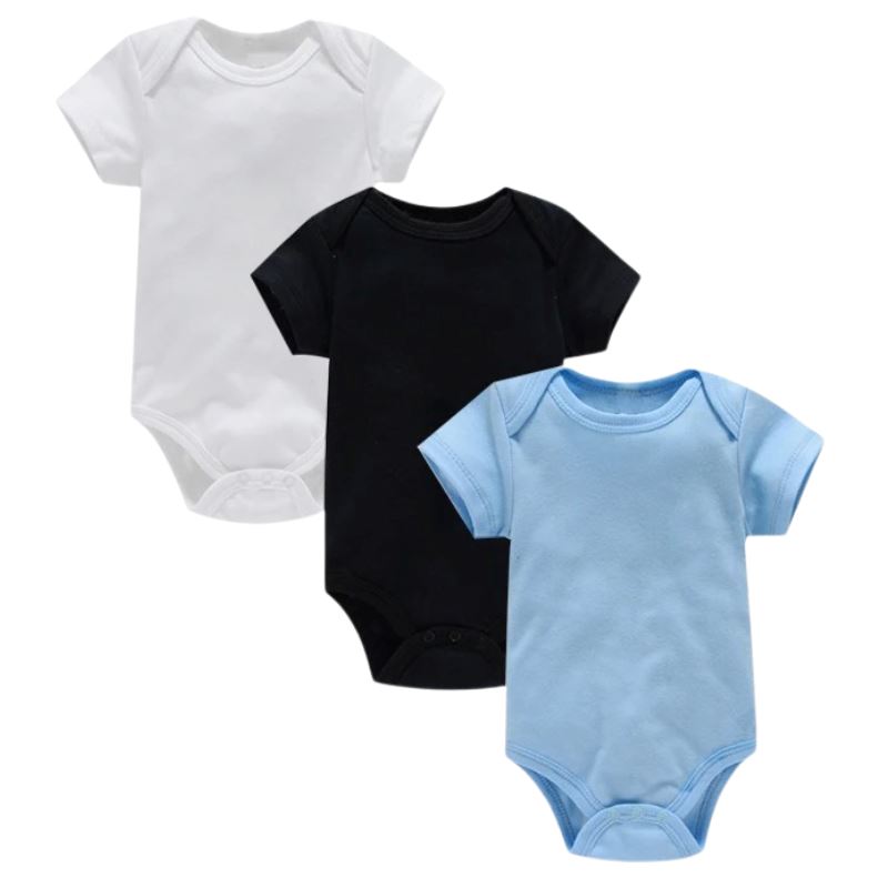 Body Infantil Manga Curta Unissex com Estampa Lisa - Conjunto com 3 Unidades Body Infantil Manga Curta Unissex com Estampa Lisa - Conjunto com 3 Unidades Loja do Bambino Conjunto 4 0 a 3 Meses
