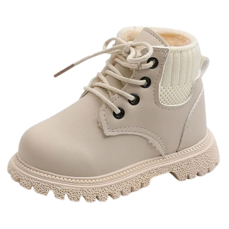 Bota Coturno de Couro Infantil Pelúciada Bota Coturno de Couro Infantil Peluciada Loja do Bambino Bege 21 (13.5cm)