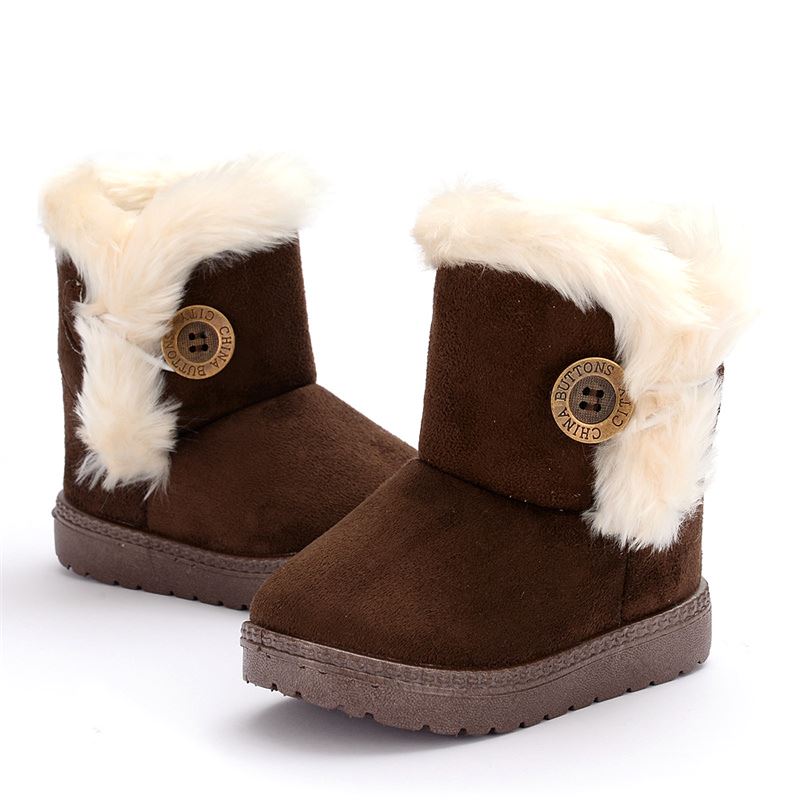 Bota Pelúcia de Inverno Infantil - Pantufinha Revestida de Lã Bota Pelúcia de Inverno Infantil Loja do Bambino Marrom 21 (13cm)