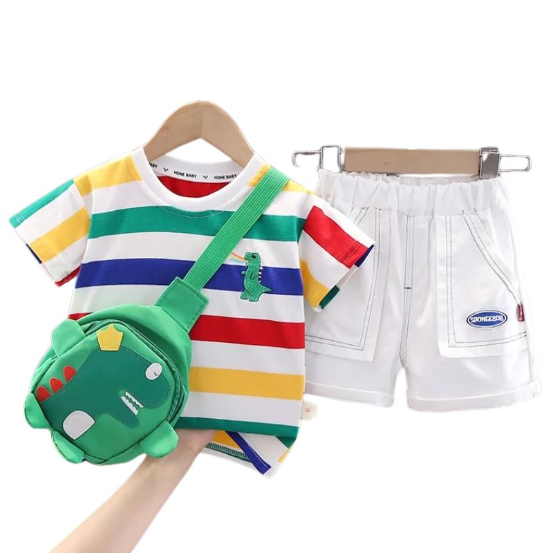 Conjunto Infantil Masculino Dinossauro - Bag Infantil de Brinde Conjunto Infantil Masculino Dinossauro - Bag Infantil de Brinde Loja do Bambino Branco 12 Meses
