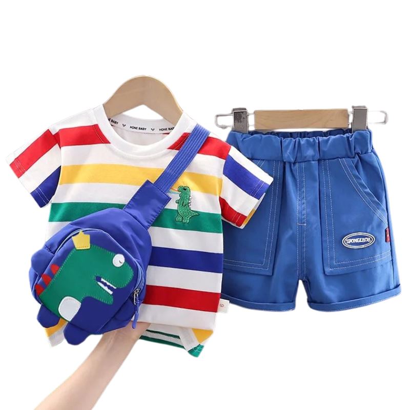 Conjunto Infantil Masculino Dinossauro - Bag Infantil de Brinde Conjunto Infantil Masculino Dinossauro - Bag Infantil de Brinde Loja do Bambino Azul 12 Meses