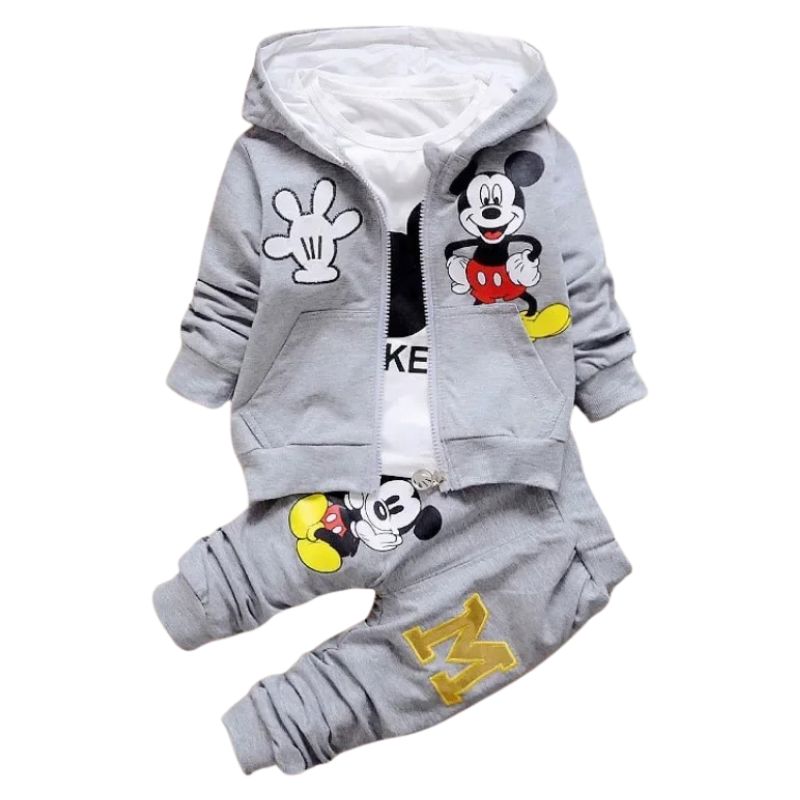 Conjunto Moletom Infantil 3 Peças Mickey Conjunto Moletom Infantil 3 Peças Mickey Loja do Bambino Cinza 80