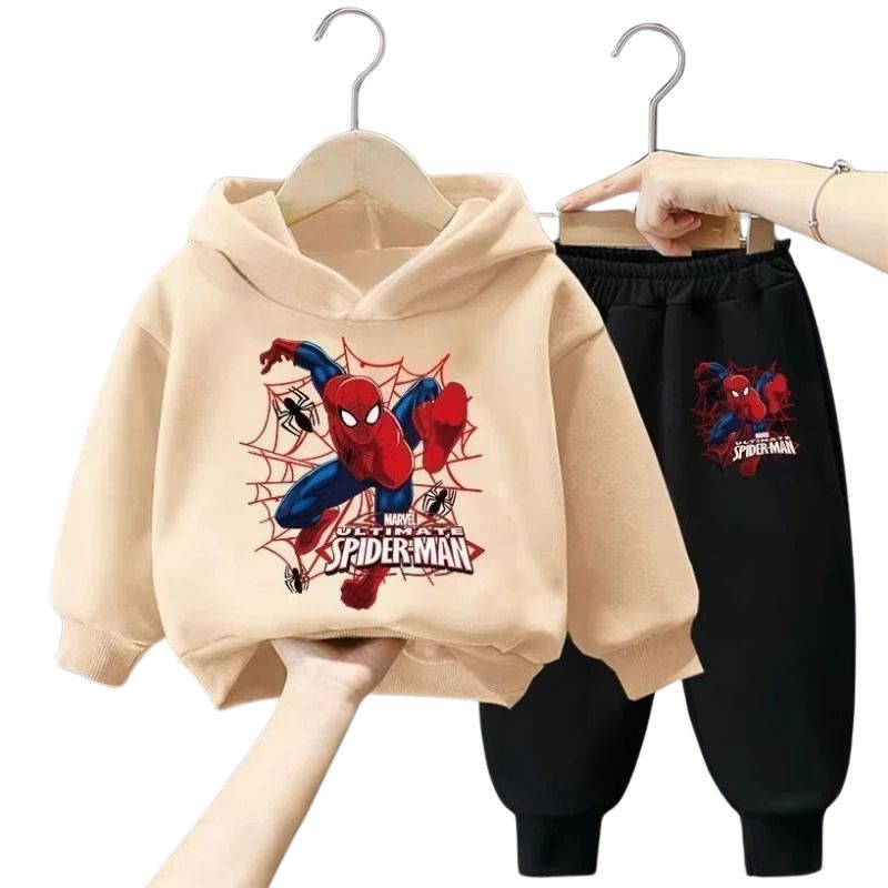 Conjunto Moletom Infantil Homem-Aranha com Capuz Conjunto Moletom Infantil Homem-Aranha com Capuz Loja do Bambino Bege e Preto 90