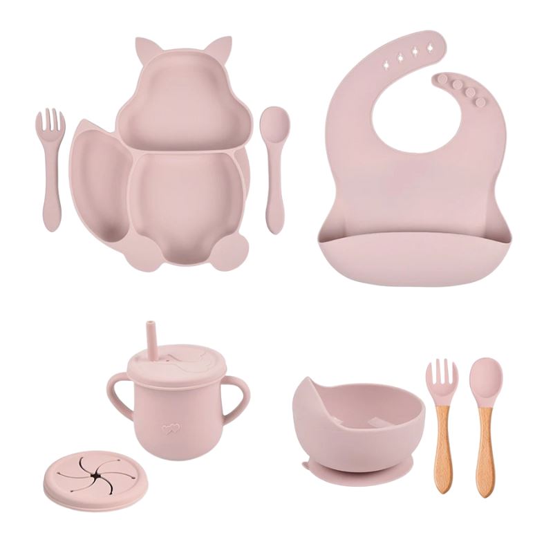 Conjunto Alimentação de Silicone Conjunto Alimentação de Silicone Loja do Bambino Rosa
