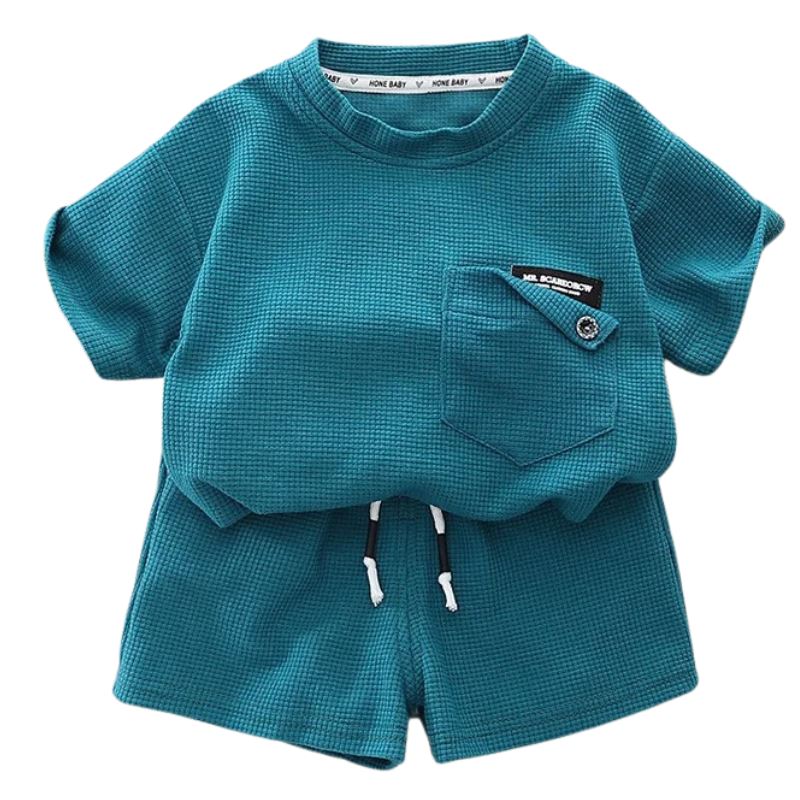 Conjunto Infantil de Verão Masculino Casual Conjunto Infantil de Verão Masculino Casual Loja do Bambino Azul 80