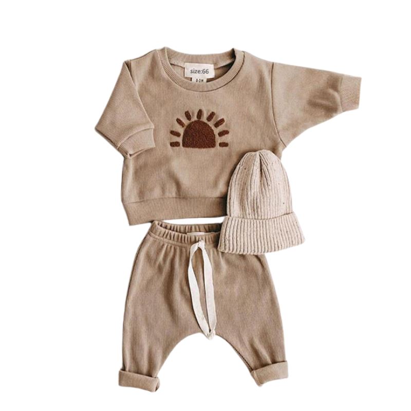 Conjunto de Moletom e Calças para Bebês Conjunto de Moletom e Calças para Bebes Loja do Bambino Marrom 3 a 6 meses