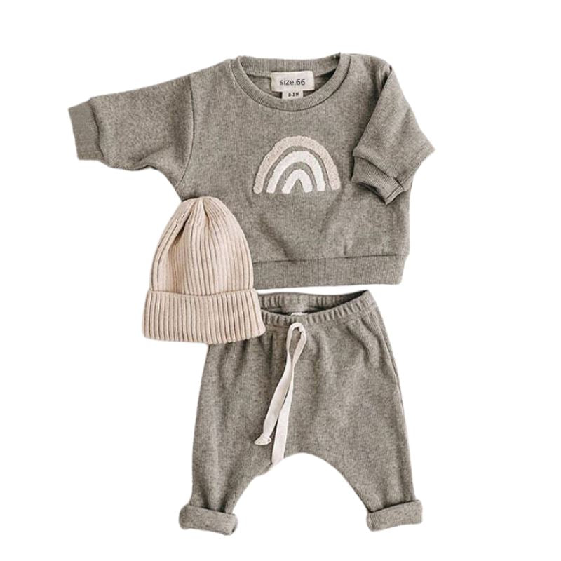 Conjunto de Moletom e Calças para Bebês Conjunto de Moletom e Calças para Bebes Loja do Bambino Cinza 3 a 6 meses