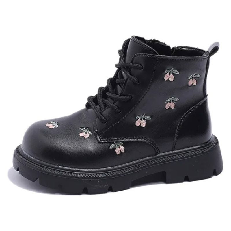 Coturno Couro Infantil Feminino Zíper Lateral Cereja Coturno Couro Infantil Feminino Zíper Lateral Cereja Loja do Bambino Preto 26 (16.2cm)