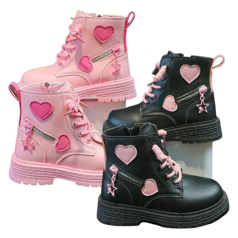 Coturno Infantil com Zíper Lateral Corações Coturno Infantil com Zíper Lateral Corações Loja do Bambino