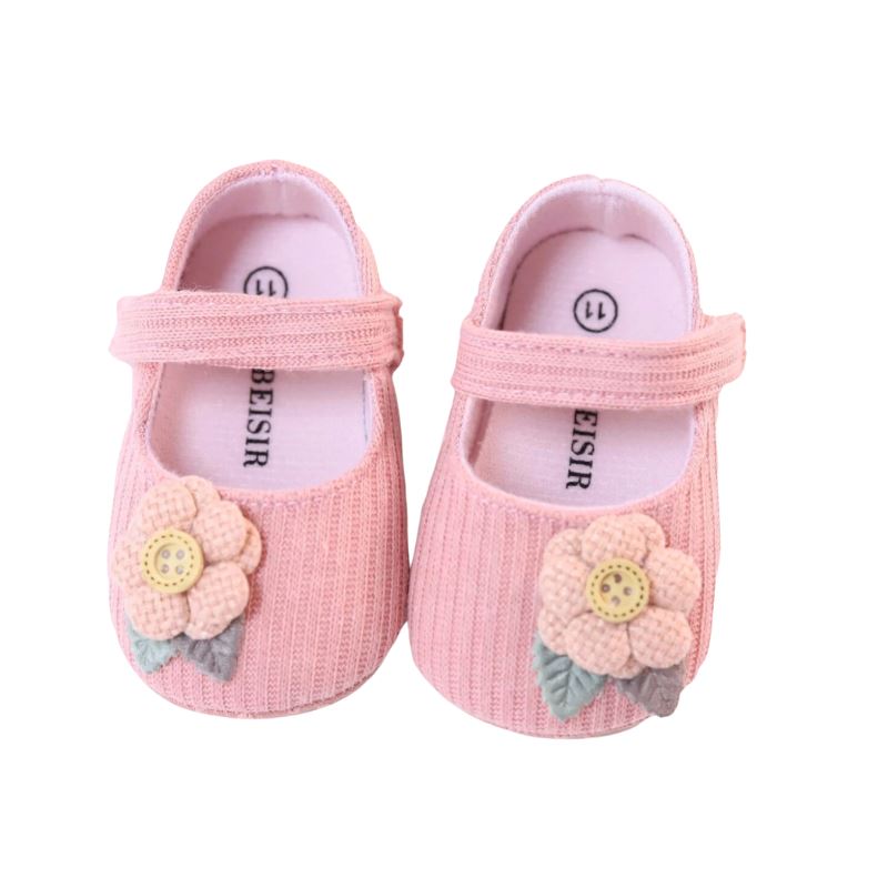 Sapatilha Flor Bordada para Bebê Sapatilha Flor Bordada para Bebê Loja do Bambino Rosa 1