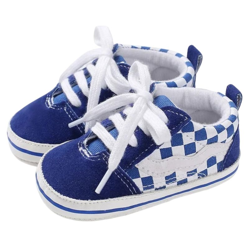 Sapatinho Bebê Estilo Tênis Casual Xadrez Sapatinho Bebê Estilo Tênis Casual Xadrez Loja do Bambino Azul 0 a 6 meses (11cm)