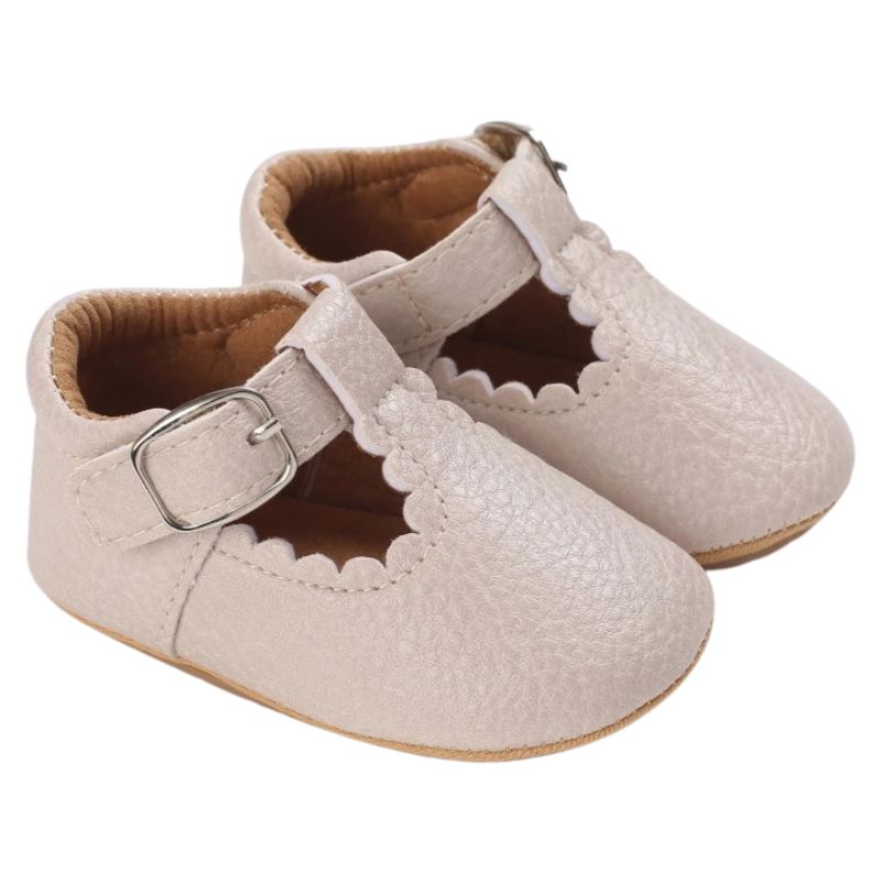 Sapatinho De Couro Para Bebê Sapatinho De Couro Para Bebê Loja do Bambino Bege 0 a 6 meses (11cm)
