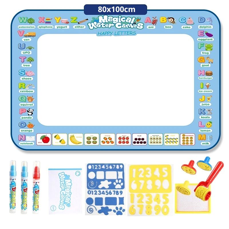 Tapete de Desenho Água Mágica + Canetas Mágicas Reutilizáveis para Crianças Tapete de Desenho Água Mágica + Canetas Mágicas Reutilizáveis para Criança Loja do Bambino Modelo 01 80x100cm