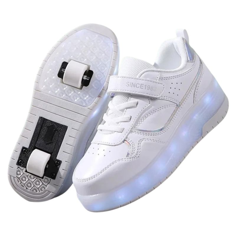 Tênis Com Rodinha e Luz de Led Infantil Tênis Com Rodinha e Luz de Led Infantil Loja do Bambino Modelo 02 Branco 29 (19.5cm)