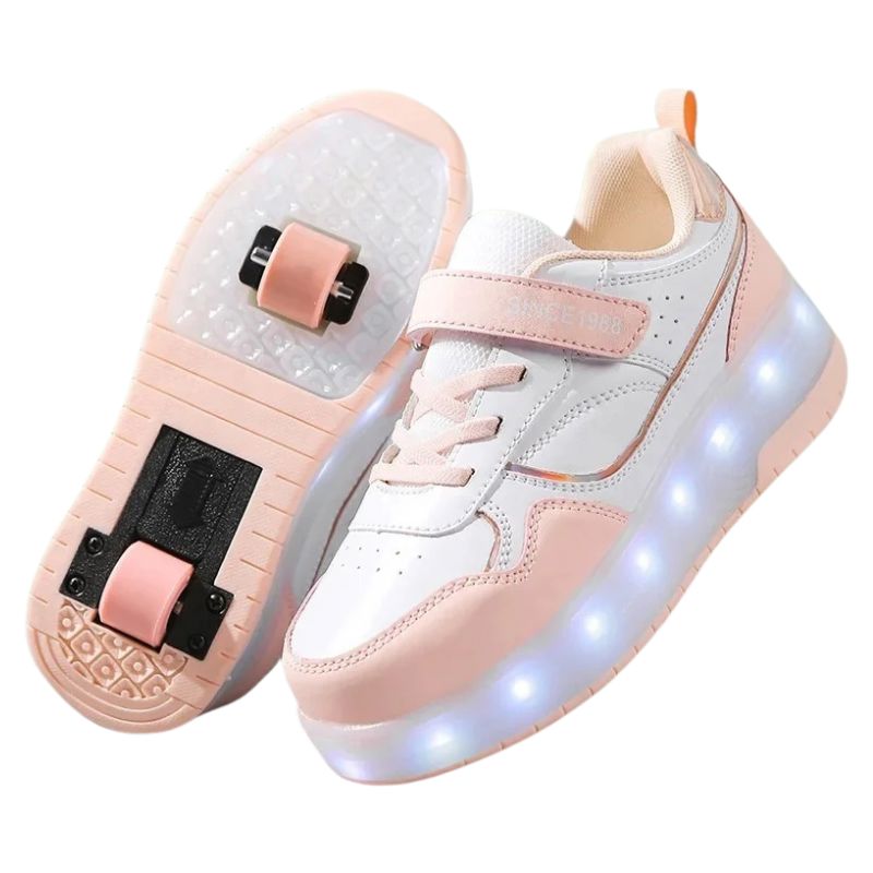 Tênis Com Rodinha e Luz de Led Infantil Tênis Com Rodinha e Luz de Led Infantil Loja do Bambino Modelo 02 Rosa 29 (19.5cm)
