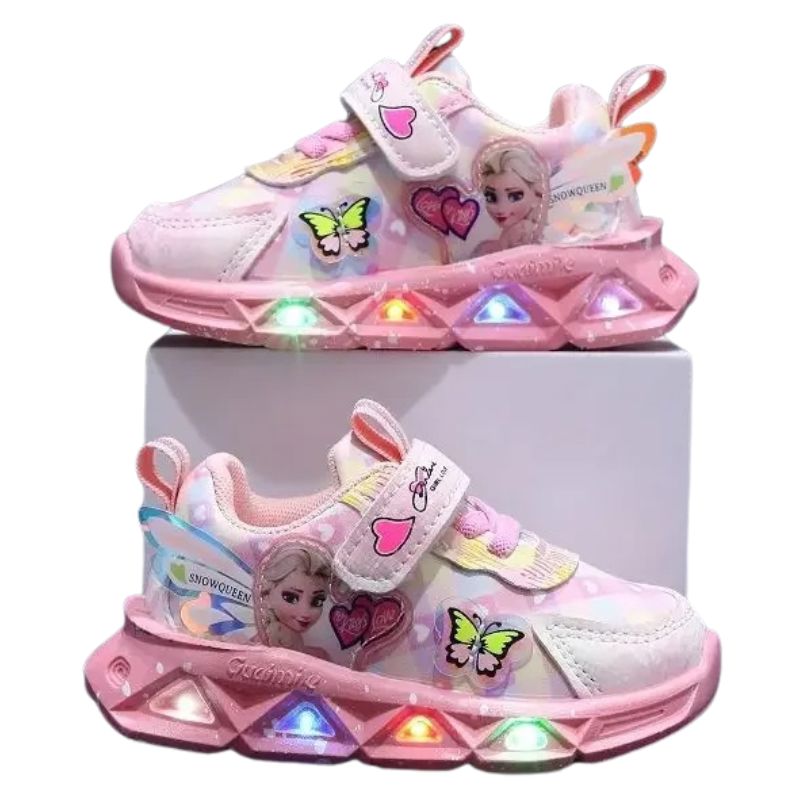 Tênis Frozen Luzinha LED Infantil Tênis Frozen Luzinha LED Infantil Loja do Bambino Rosa 21 (13.8cm)