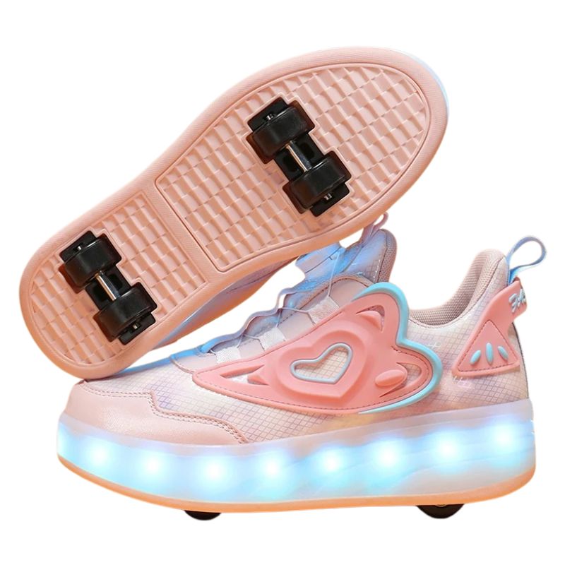 Tênis Infantil Feminino Rodinha com Luz LED Tênis Infantil Feminino Rodinha com Luz LED Loja do Bambino Modelo 02 Rosa 29 (16.5cm)