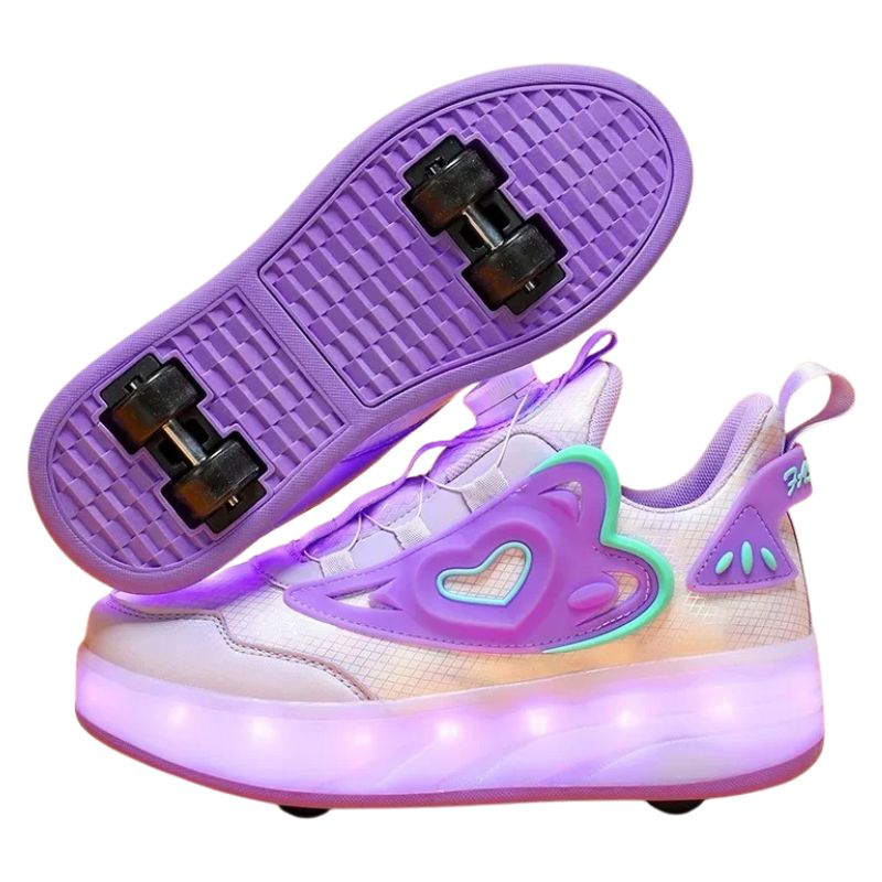Tênis Infantil Feminino Rodinha com Luz LED Tênis Infantil Feminino Rodinha com Luz LED Loja do Bambino Modelo 02 Roxo 29 (16.5cm)