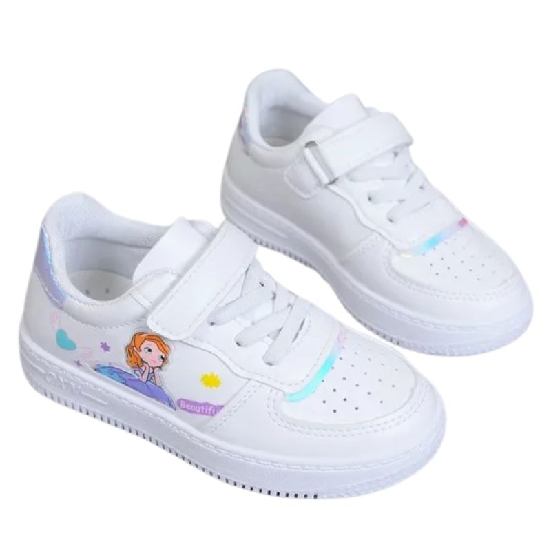 Tênis Infantil Feminino com Velcro Tênis Infantil Feminino com Velcro Loja do Bambino Branco 25 (16.5cm)