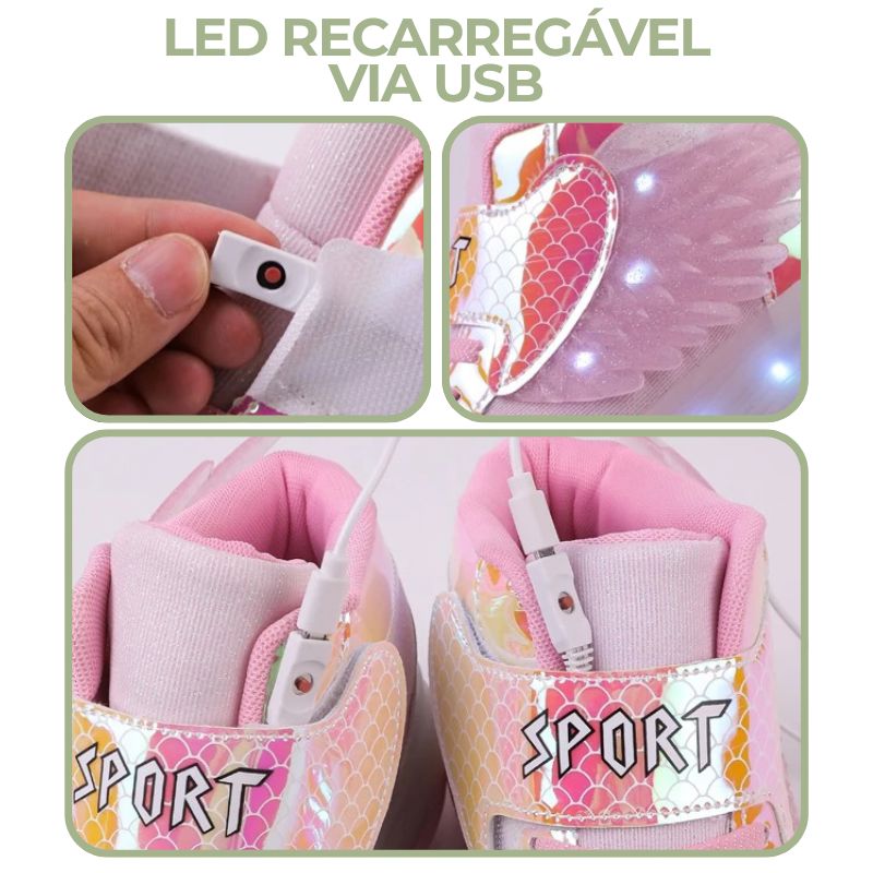 Tênis Infantil de Rodinha com Luz LED Recarregável Sport Tênis Infantil de Rodinha com Luz LED Recarregável Sport Loja do Bambino