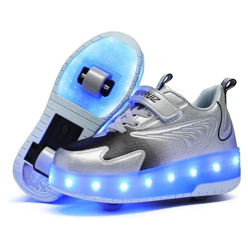 Tênis de Rodinha com Luz LED Infantil Peerruiz Tênis de Rodinha com Luz LED Infantil Peerruiz Loja do Bambino Cinza 28 (15.9cm)