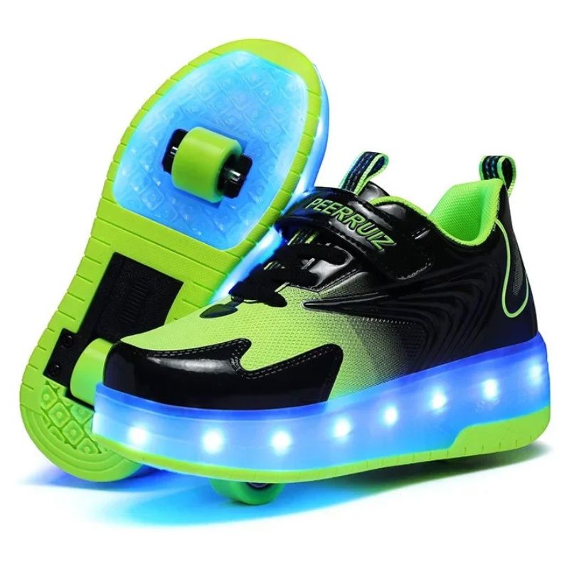 Tênis de Rodinha com Luz LED Infantil Peerruiz Tênis de Rodinha com Luz LED Infantil Peerruiz Loja do Bambino Verde 28 (15.9cm)