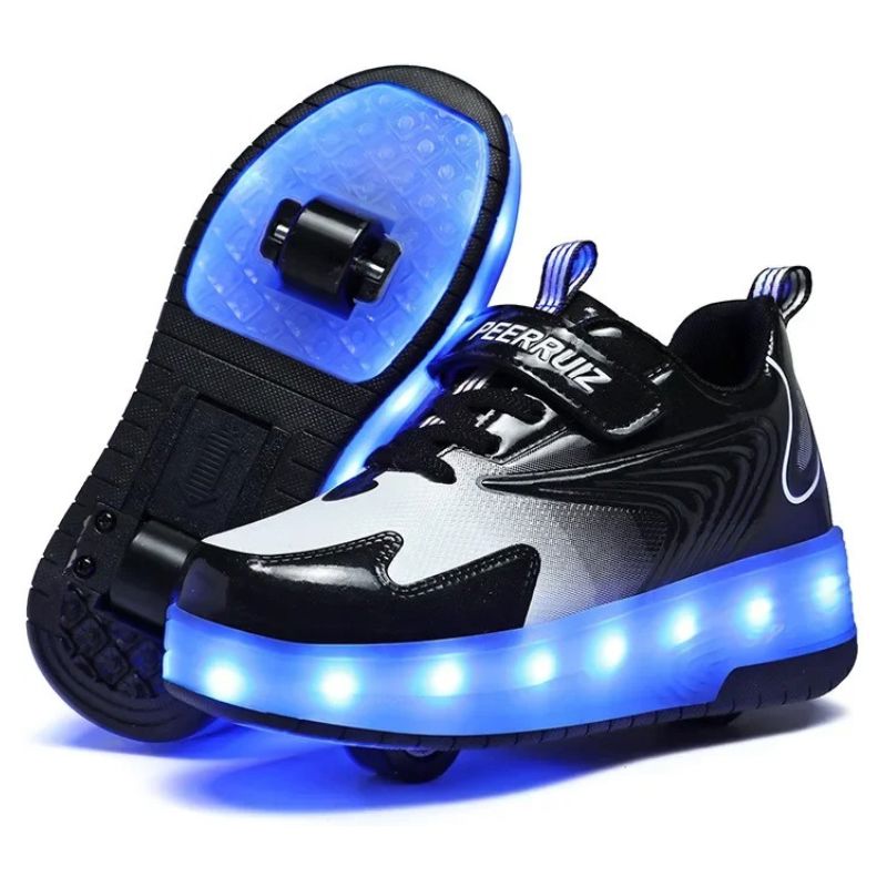Tênis de Rodinha com Luz LED Infantil Peerruiz Tênis de Rodinha com Luz LED Infantil Peerruiz Loja do Bambino Preto 28 (15.9cm)