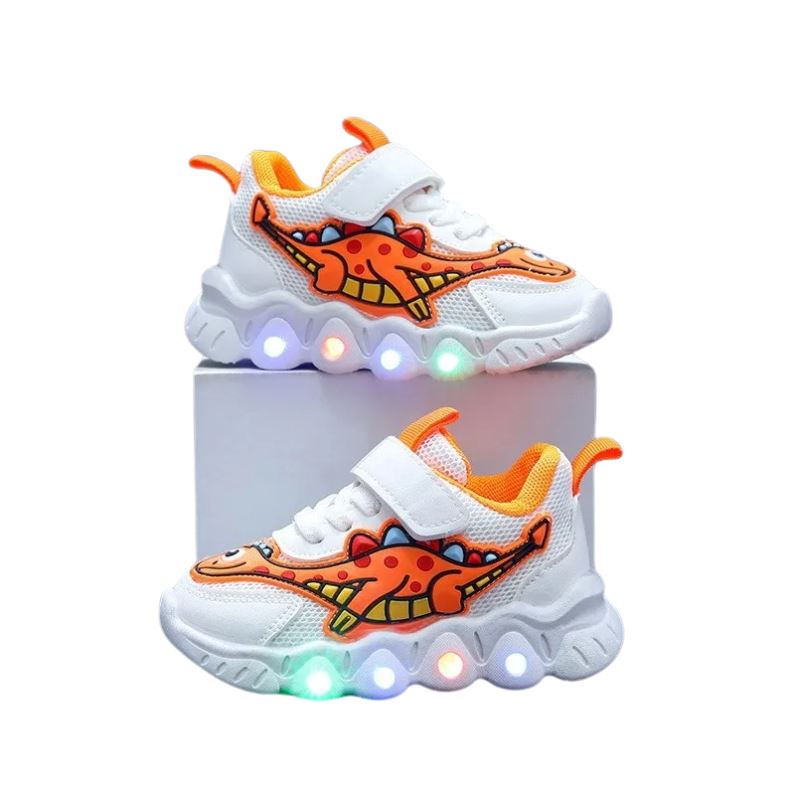 Tênis Dino LED Infantil Bambino Tênis Dino LED Infantil Bambino Loja do Bambino Laranja 21 (13.3cm)