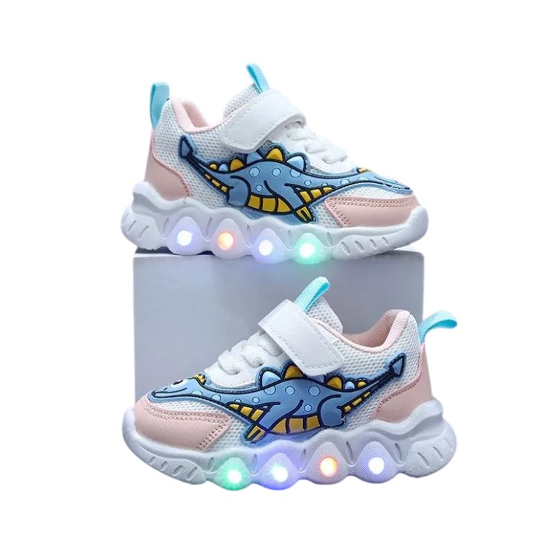 Tênis Dino LED Infantil Bambino Tênis Dino LED Infantil Bambino Loja do Bambino Rosa 21 (13.3cm)