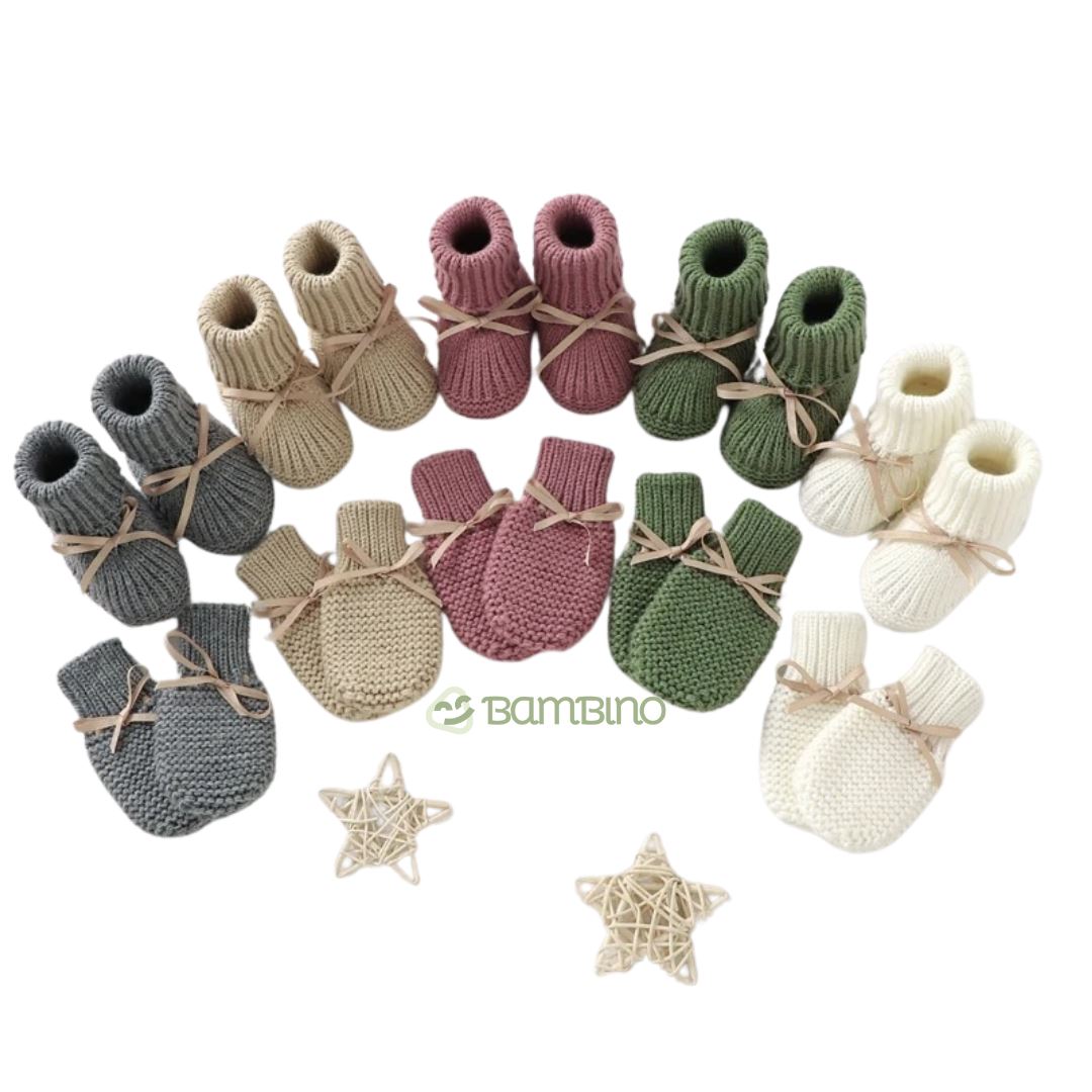 Conjunto Sapatinho e Luva em Malha Artesanal para Bebê Conjunto Sapatinho e Luva em Malha Artesanal para Bebê Loja do Bambino