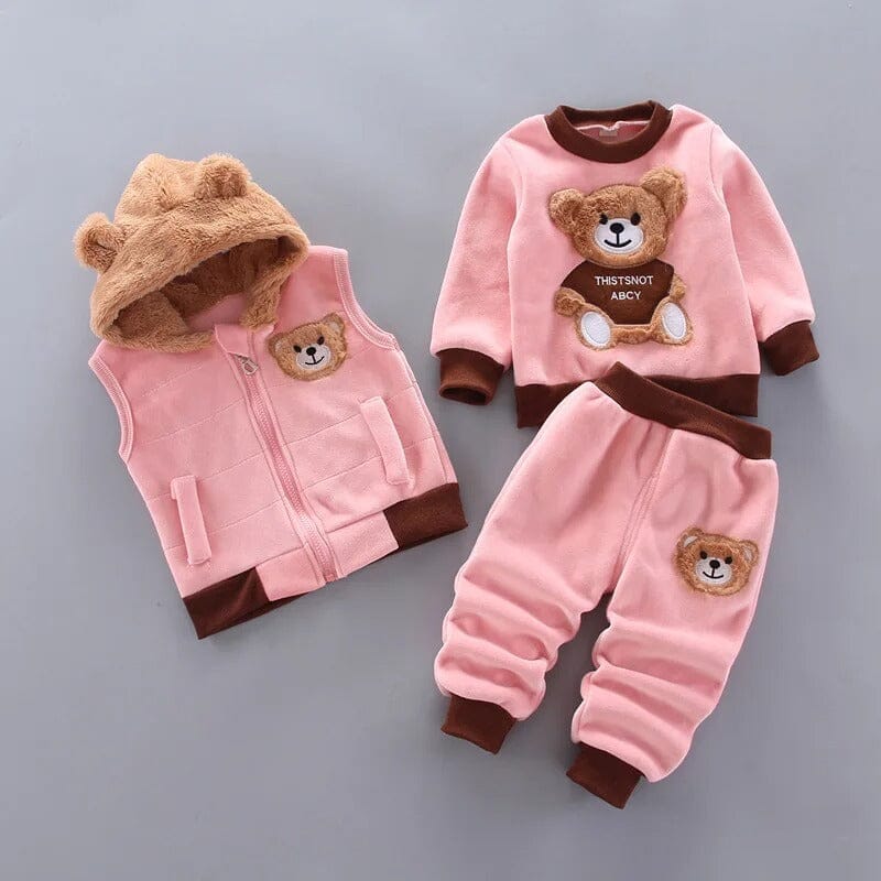 Conjunto Infantil Moletom em Veludo com Colete de Brinde Conjunto Infantil Moletom em Veludo com Colete de Brinde Loja do Bambino Rosa 80