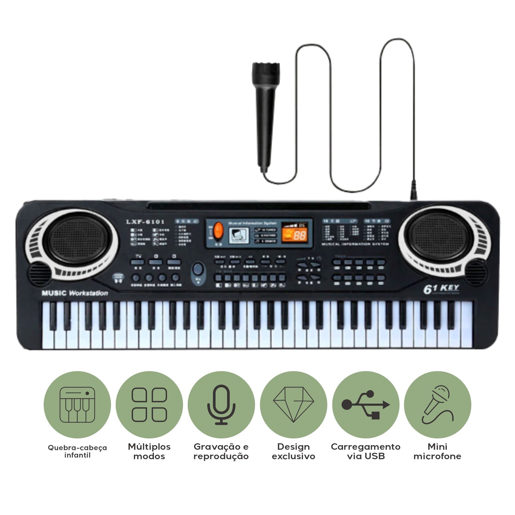 Teclado Elétrico Com Microfone Infantil Teclado Elétrico Com Microfone Infantil Loja do Bambino