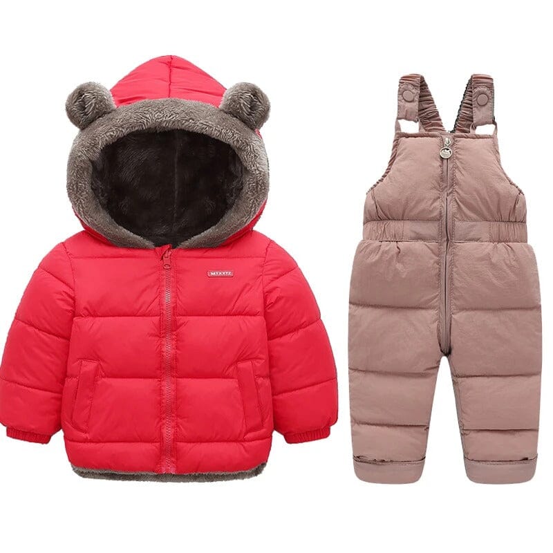 Casaco Infantil de pelinho com Macacão Incluso Casaco Infantil de pelinho com Macacão Incluso Loja do Bambino Vermelho + Macacão 90