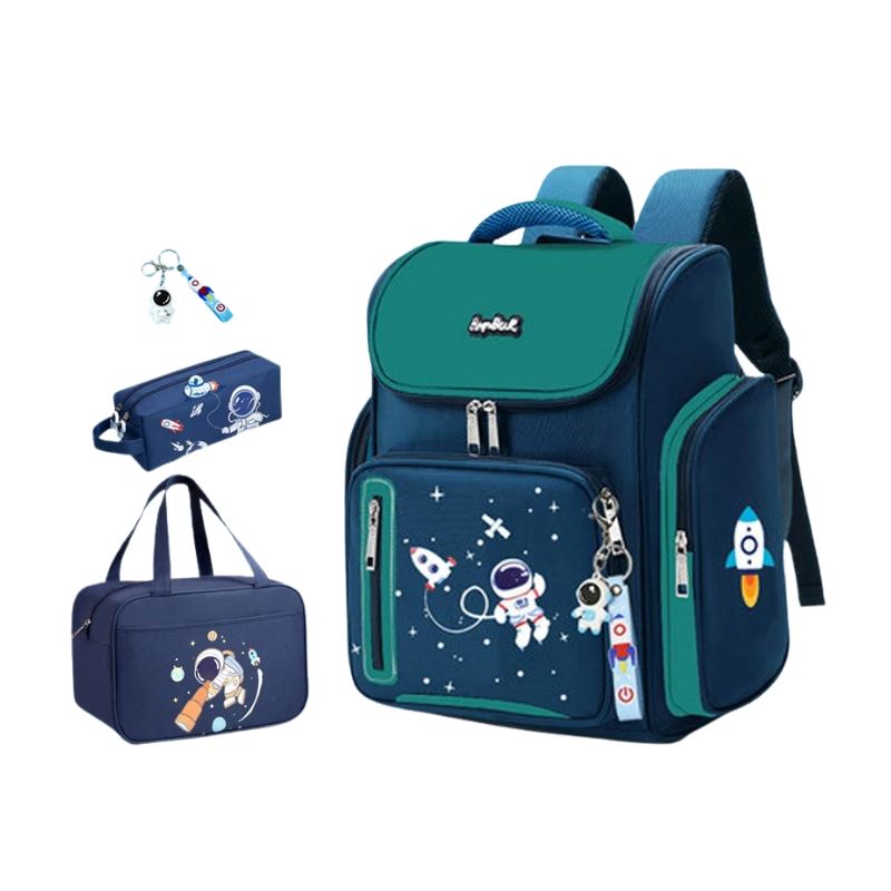 Conjunto Mochila Infantil Astronauta Ortopédica Impermeável Conjunto Mochila Infantil Astronauta Ortopédica Impermeável Loja do Bambino Verde