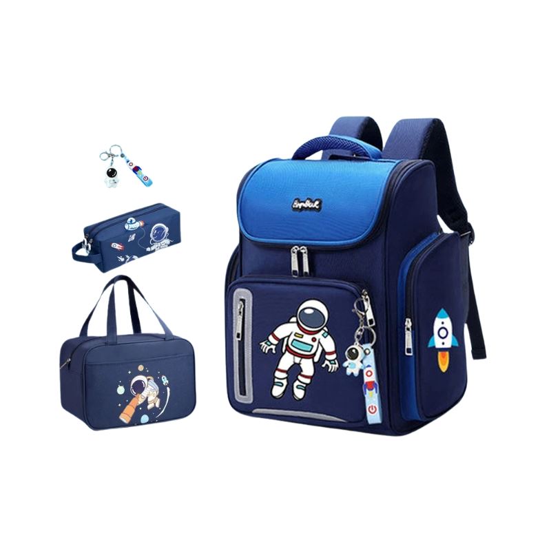 Conjunto Mochila Infantil Astronauta Ortopédica Impermeável Conjunto Mochila Infantil Astronauta Ortopédica Impermeável Loja do Bambino Azul