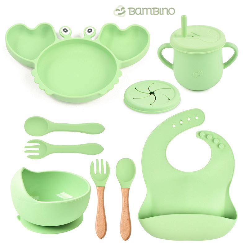 Kit Alimentação de Silicone para Bebês Kit Alimentação de Silicone Loja do Bambino Verde