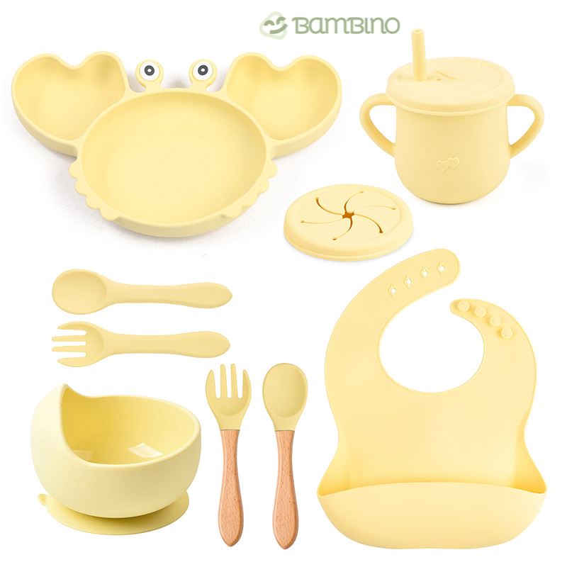 Kit Alimentação de Silicone para Bebês Kit Alimentação de Silicone Loja do Bambino Amarelo
