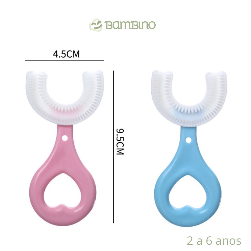 Escova de Dente Infantil 360 Graus - Compre 1 e leve 2 Escova de Dente Infantil 360 Graus Loja do Bambino Escova Rosa + Azul (2 a 6 anos)