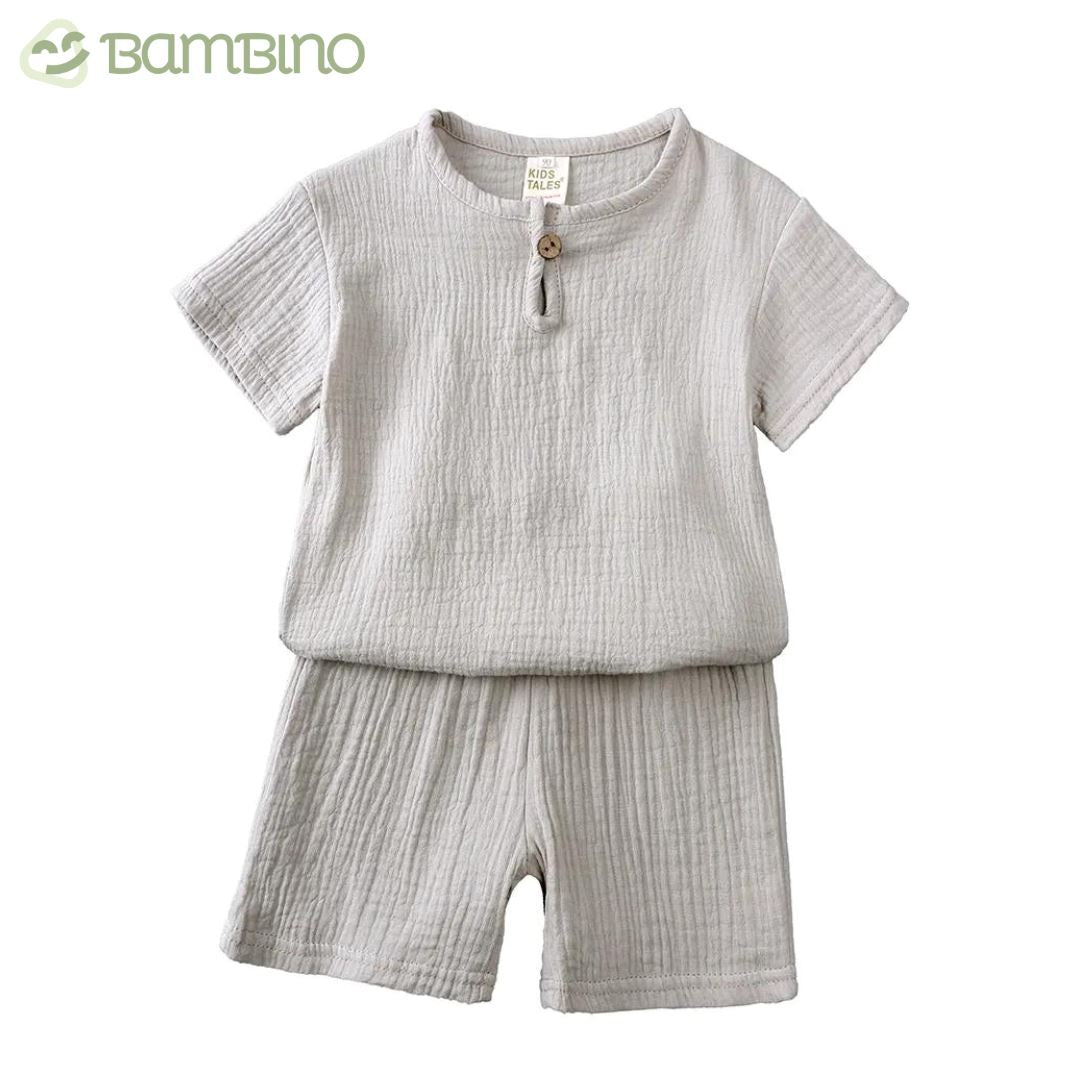 Conjunto em Linho Infantil Bambino Conjunto em Linho Infantil Bambino Loja do Bambino Bege 1 - 2 anos