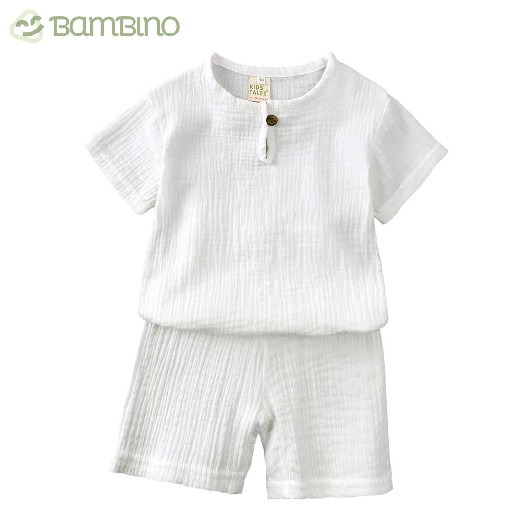 Conjunto em Linho Infantil Bambino Conjunto em Linho Infantil Bambino Loja do Bambino Branco 1 - 2 anos