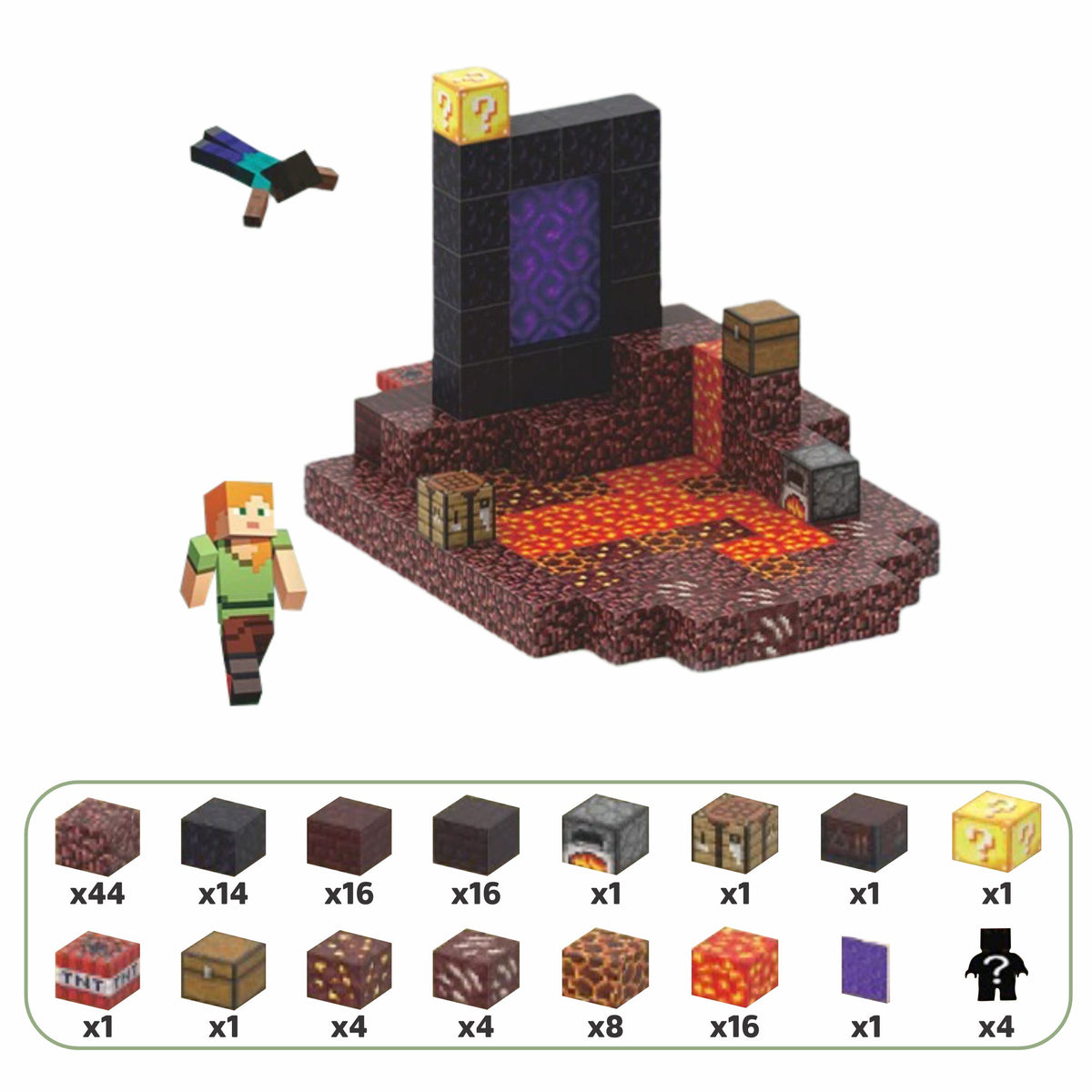 Blocos Magnéticos de Montar Minecraft Blocos Magnéticos de Montar Minecraft Loja do Bambino Modelo 01 - 128 Peças 2cm x 2cm 