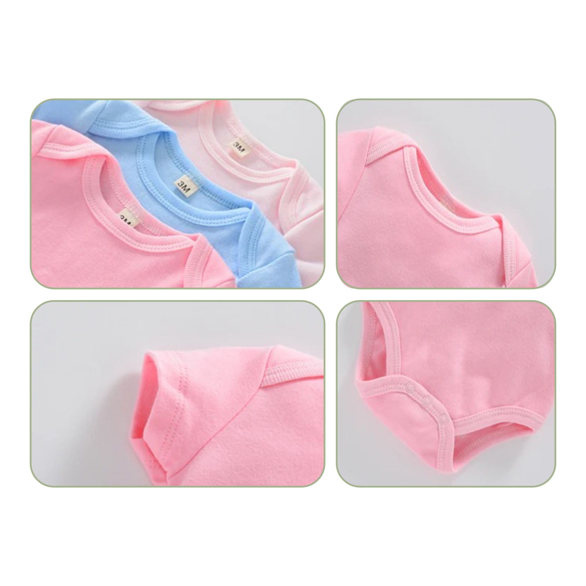 Body Infantil Manga Curta Unissex com Estampa Lisa - Conjunto com 3 Unidades Body Infantil Manga Curta Unissex com Estampa Lisa - Conjunto com 3 Unidades Loja do Bambino 