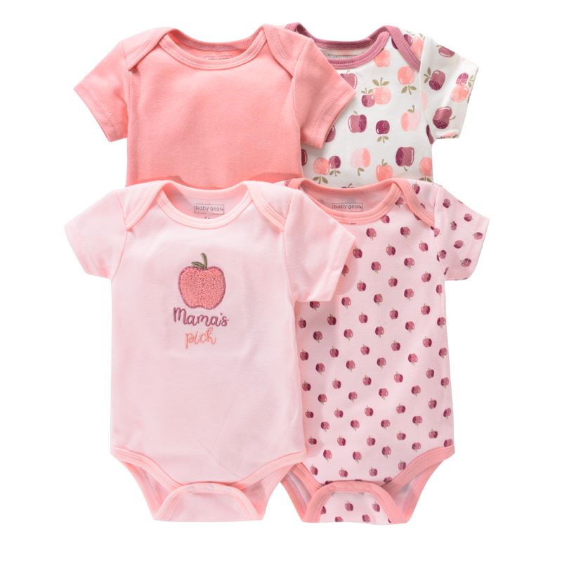 Body Infantil Manga Curta Unissex com Estampa e sem Estampa - Conjunto com 4 Unidades Body Infantil Manga Curta Unissex com Estampa e sem Estampa - Conjunto com 4 Unidades Loja do Bambino Modelo 01 3 Meses 