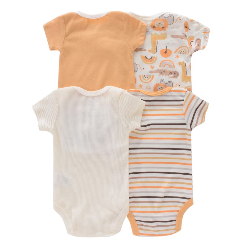 Body Infantil Manga Curta Unissex com Estampa e sem Estampa - Conjunto com 4 Unidades Body Infantil Manga Curta Unissex com Estampa e sem Estampa - Conjunto com 4 Unidades Loja do Bambino 