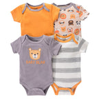 Body Infantil Manga Curta Unissex com Estampa e sem Estampa - Conjunto com 4 Unidades Body Infantil Manga Curta Unissex com Estampa e sem Estampa - Conjunto com 4 Unidades Loja do Bambino Modelo 05 3 Meses 