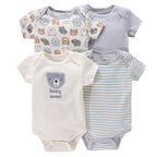 Body Infantil Manga Curta Unissex com Estampa e sem Estampa - Conjunto com 4 Unidades Body Infantil Manga Curta Unissex com Estampa e sem Estampa - Conjunto com 4 Unidades Loja do Bambino Modelo 02 3 Meses 